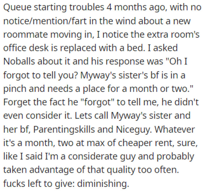 Out of nowhere, the extra room in OP's apartment turned into a bedroom