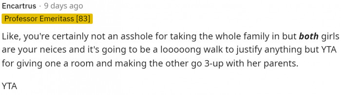 This is the first comment, and it addressed some things that we were all definitely wondering about.