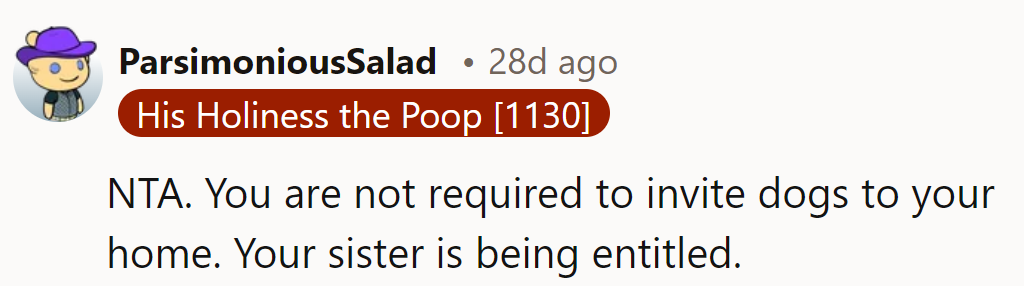 NTA. No doggy carpet required. Sister's fetching entitlement.