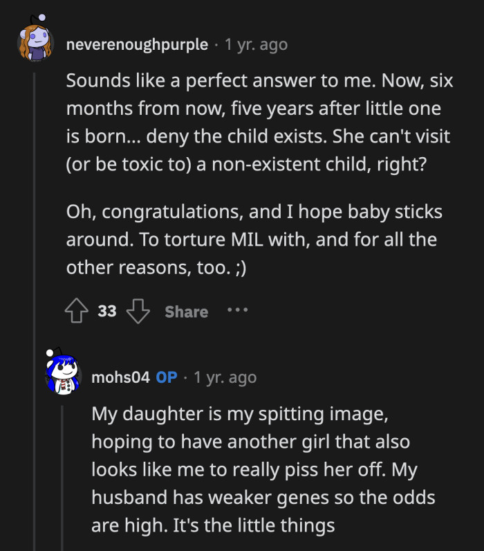 If OP's face is enough to annoy MIL, then she has to deploy her children to keep her away