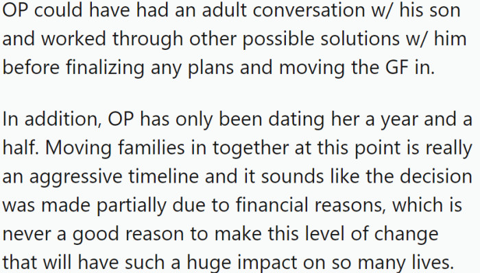 A good conversation is needed here.