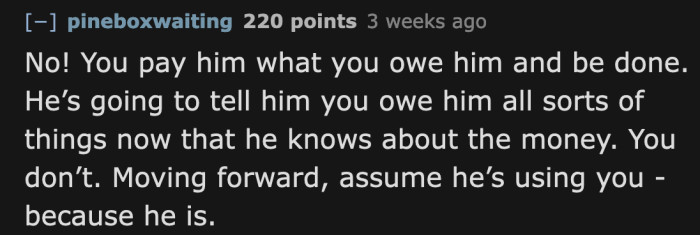 The only money OP needs to give to her boyfriend is the amount she owes him for rent; no more, no less. Don't even think about buying him a car as an apology because you can't get rid of him then.