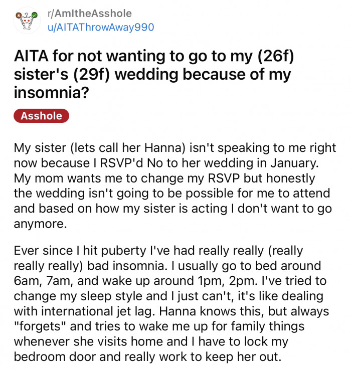 Here's the original post by Reddit user u/AITAThrowAway990: