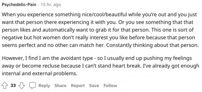 It's quite sad how many men have an avoidant attachment style, though. But it's really nice to hear these kinds of things from their point of view.