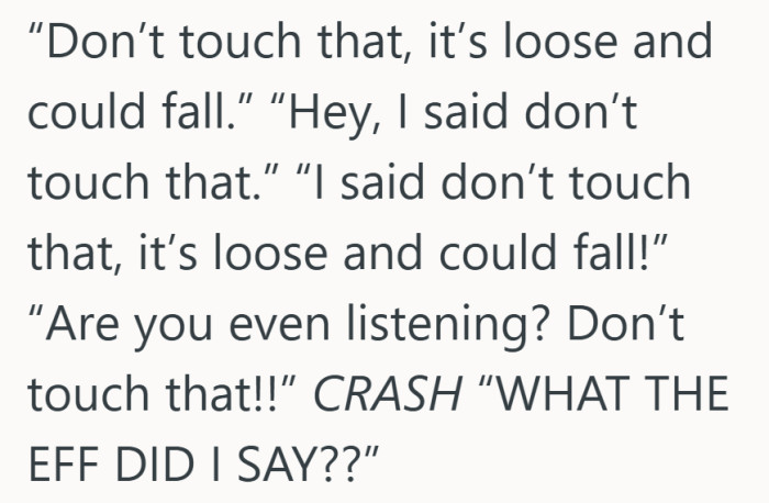 It captures how repeated concern can turn into panic when the outcome everyone feared finally happens.
