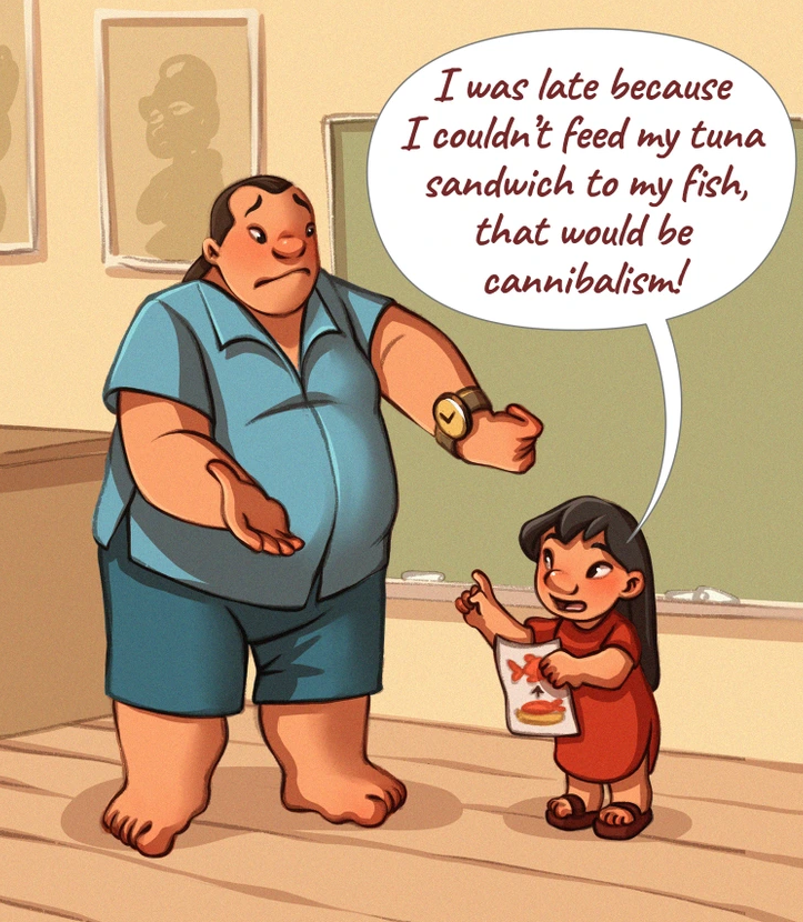 7. No doubt about it, Lilo would be the queen of tardiness, arriving at school with the most elaborate and creative excuses imaginable!