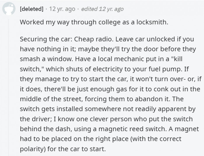 27. Think like a thief and consider what they'd want to target, then protect that