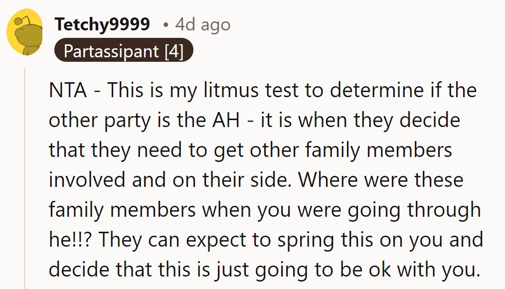 NTA - If they need a jury of relatives, they're the AH. Where were these cheerleaders during her drama?