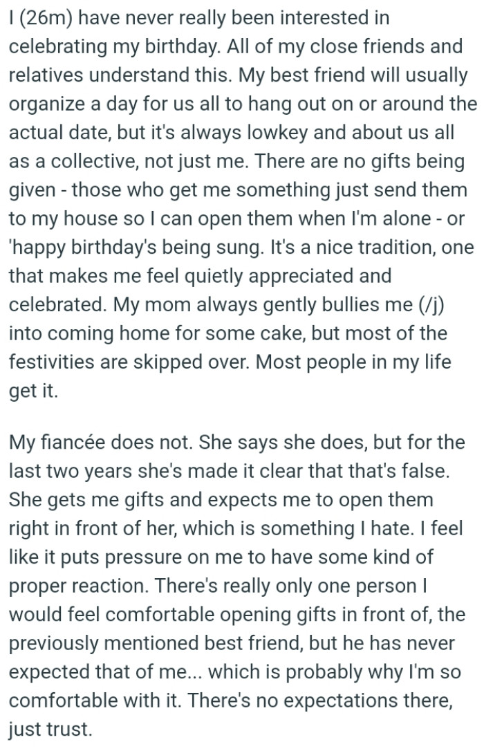 It's a nice tradition, one that makes the OP feel quietly appreciated and celebrated