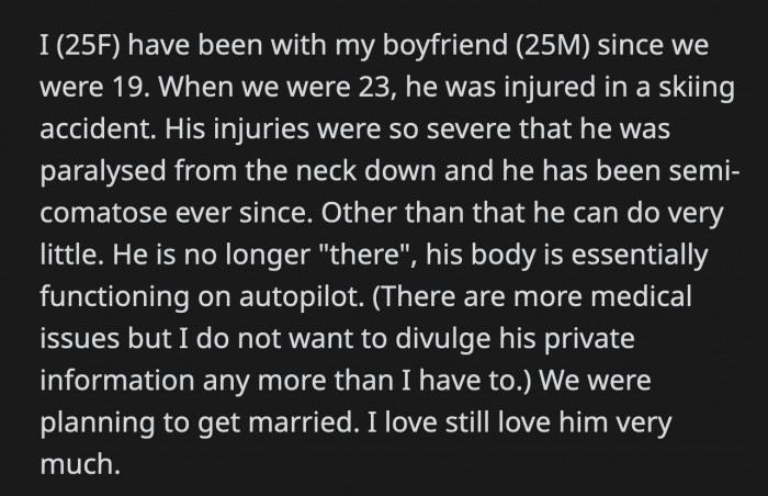 OP is empathetic because she knows how unfair it feels that the world is seemingly moving on without him