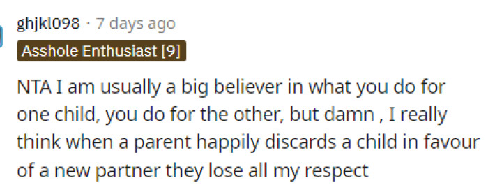 People seemed to be a little conflicted in the comments, but this one said that he's NTA because of the particular scenario they're in.