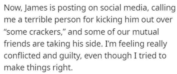 James took to social media to bad-mouth OP, claiming that he was kicked out