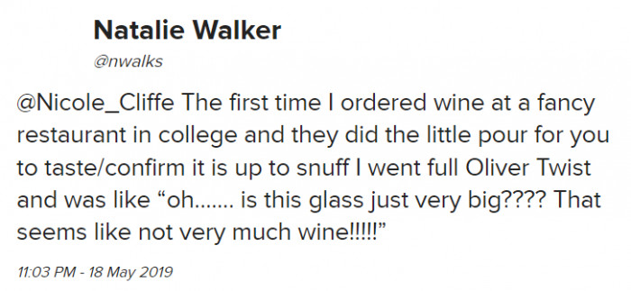 You don't underuse the size of a glass, especially if it's for something as good as wine, right?