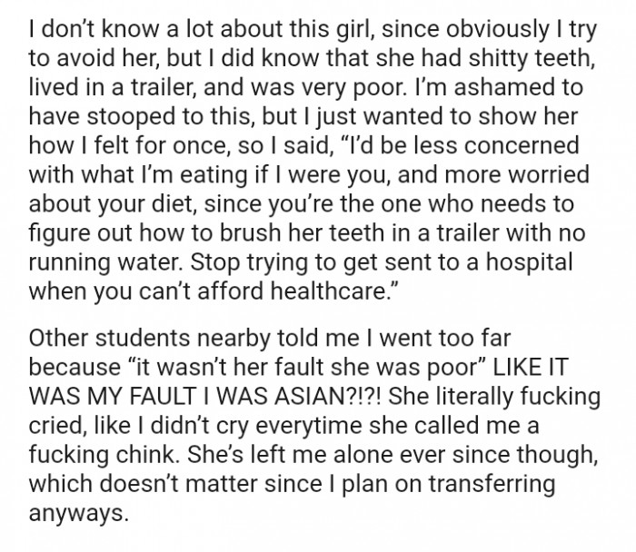 “I’d be less concerned with what I’m eating if I were you, and more worried about your diet