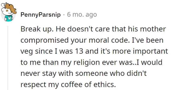 Dump him—mom's morality compromises are a deal-breaker. Ethical coffee > everything.