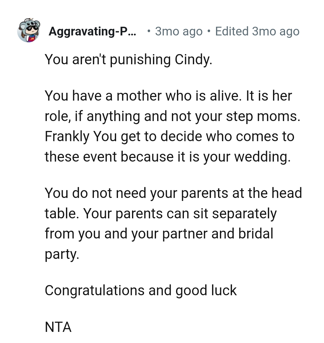 It is the OP's mom's role