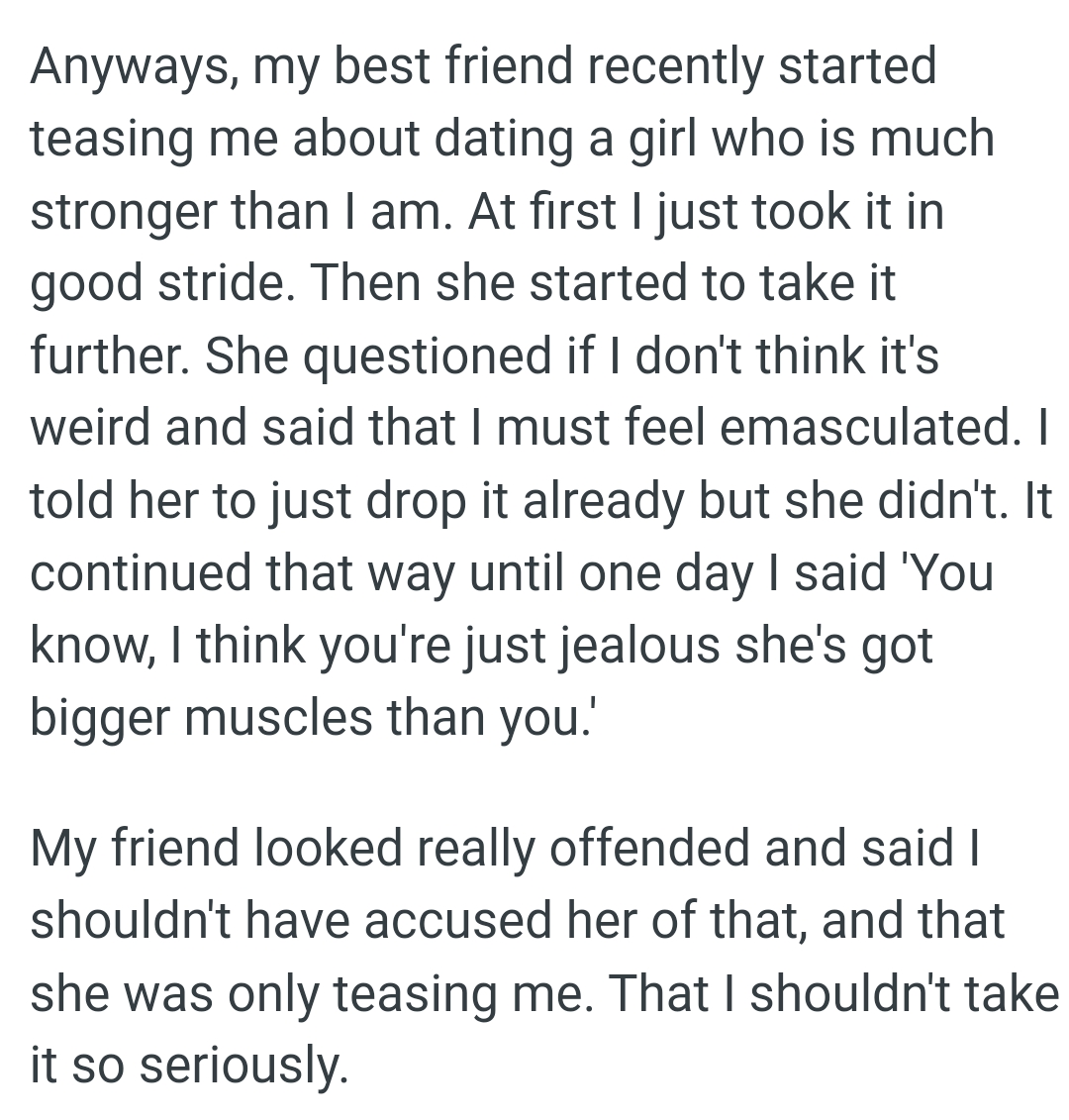 'You Know, I Think You're Just Jealous She's Got Bigger Muscles Than You.'