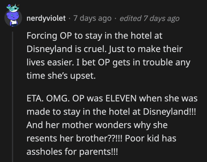 OP won't have a hard time living away from her parents because she's so used to them not being a part of her life anyway.