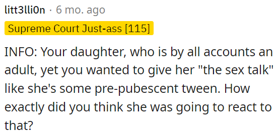 This conversation should have happened before puberty.