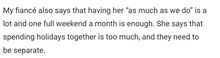 But OP's fiancée wants less to do with his daughter and ex