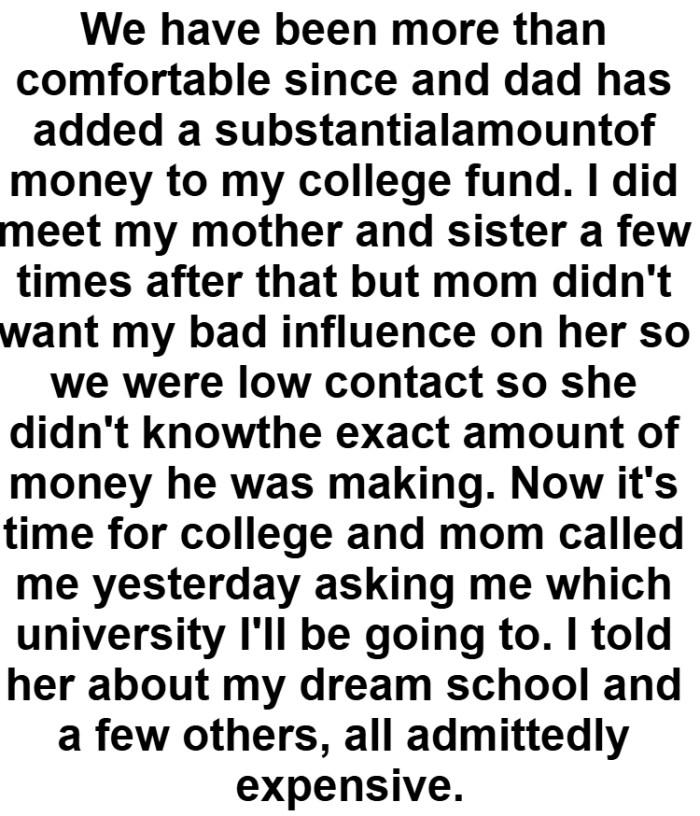 OP's mom didn't want her bad influence on the sister so they were low contact