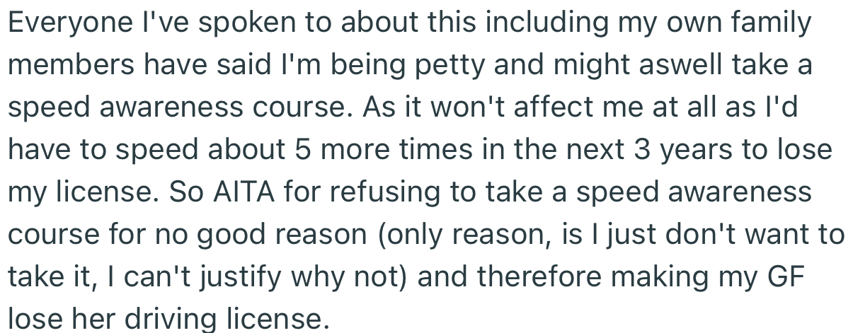 Everyone OP has spoken to, including family members, is not in support of his decision or