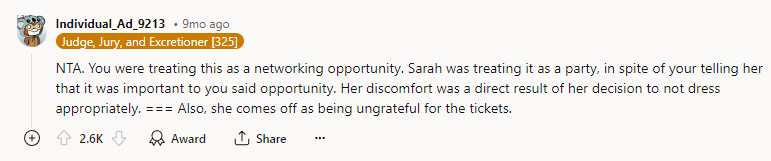 She comes off as being ungrateful for the tickets