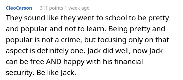 Don't be like Jack's sister. Be like Jack.