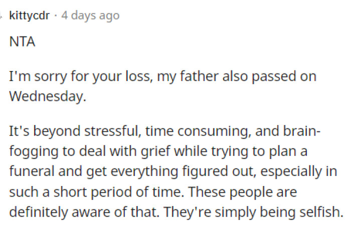 People offered their condolences to them because we all know that losing someone is hard.