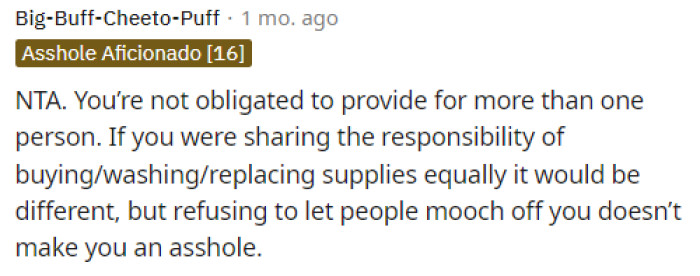 People in the comments immediately took OP's side, and we have to agree with them. It sounds like OP did her part—perhaps a little too much—and her roommates are likely comfortable with it.