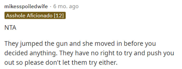The person absolutely does not have a right to kick her out, and we hope that she stood her ground.