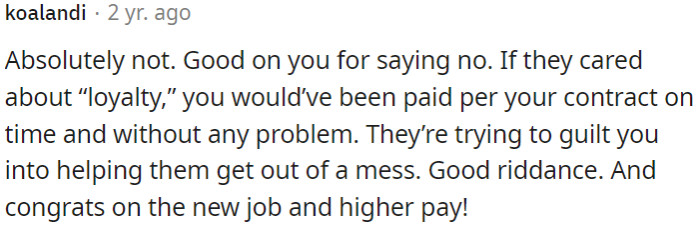 They're just trying to manipulate OP into solving their problems.