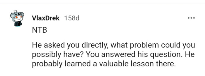 We've gathered some of the most upvoted comments from other Redditors in response to the story above
