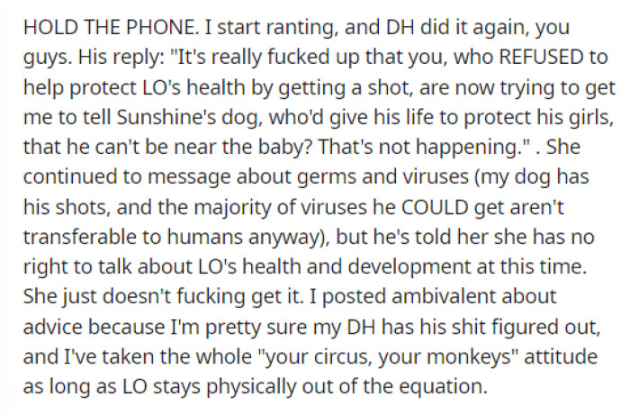 This is when we hear her husband's reaction to his mother's text message. It's great to see men stand up to their moms, especially when it's known that they've been in a situation like this before.