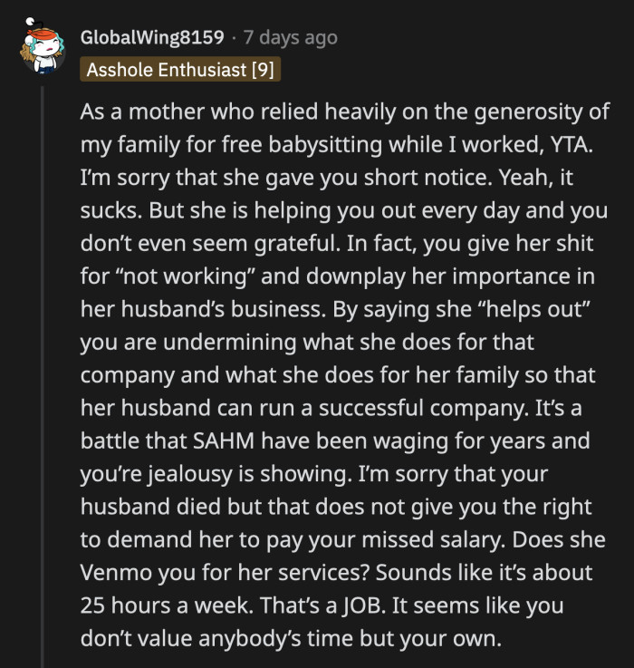 There was no sense of gratefulness anywhere in OP's post, no matter how many times you read it.