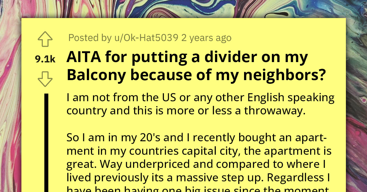 Woman Put a Divider Up on Her Balcony So Her Nice Neighbors Can No Longer Talk to Her Through There, Feels Sorry Now