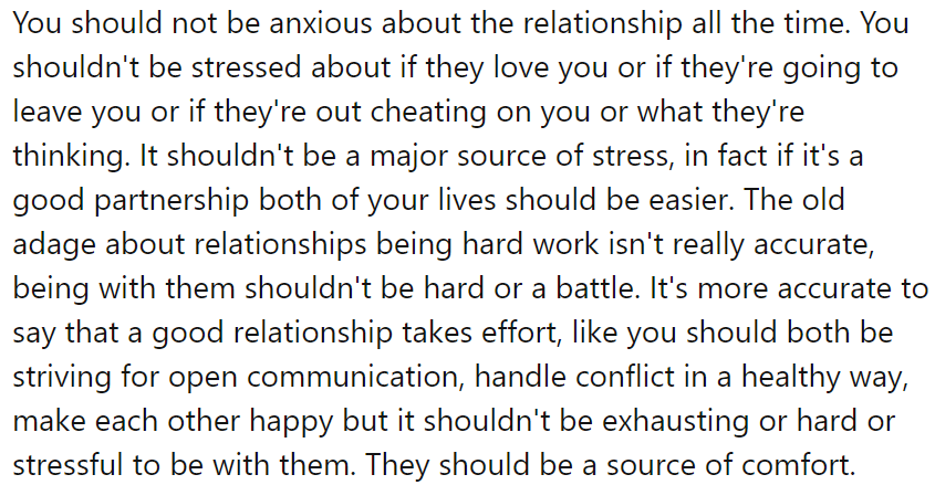 9. You should not be anxious about the relationship all the time