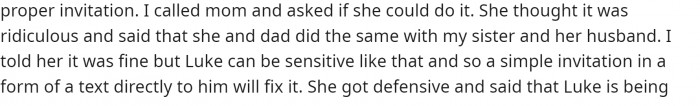 The parents explain that they meant nothing by it and said that her husband was being dramatic.