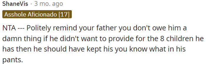 OP should gently remind her stepdad that she doesn't feel obligated to owe him anything.