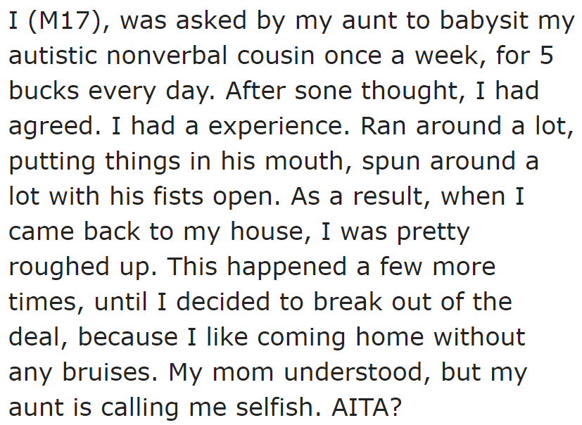 The OP Felt the Need to Back Out Because It Was Too Much for Him.