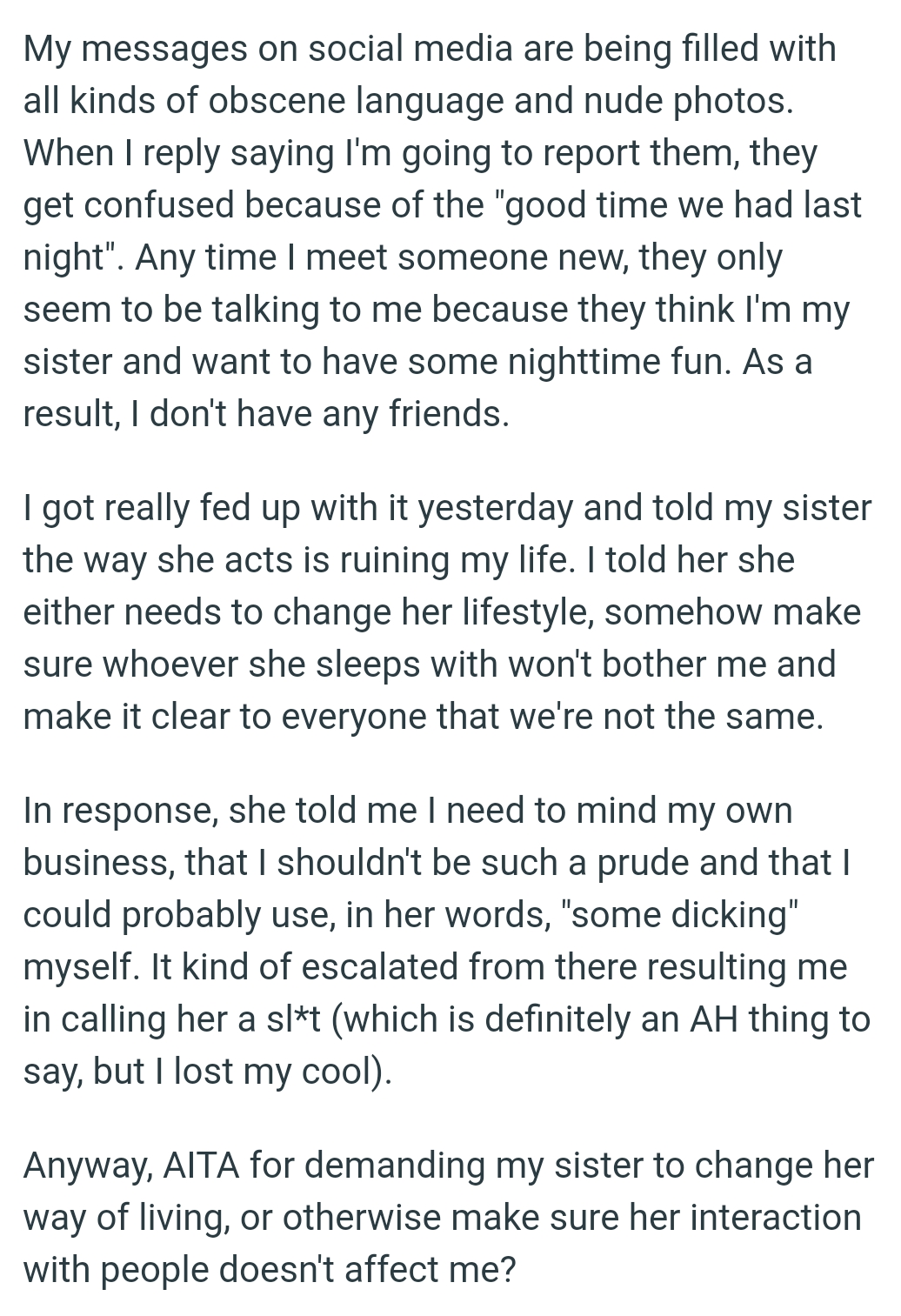 Whoever she sleeps with won't bother the OP so long as she makes it clear to everyone that they're not the same