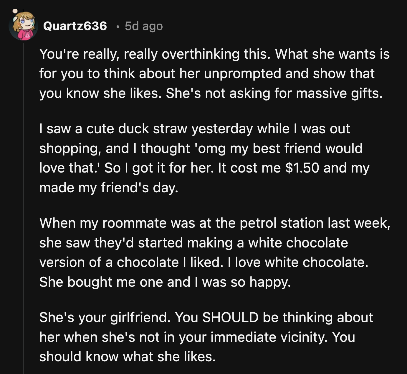 She didn't set him up to fail like he believed. She asked him to do something for her that made her feel loved and appreciated.