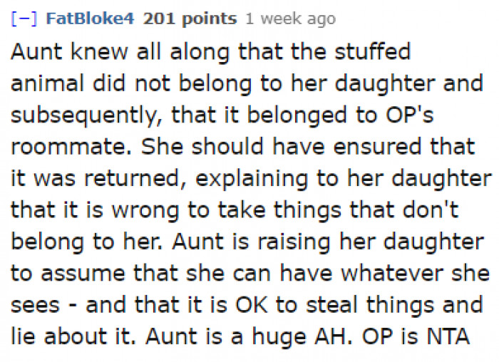 The aunt is wrong either way