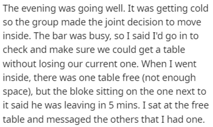 It was getting cold outside so the group moved inside