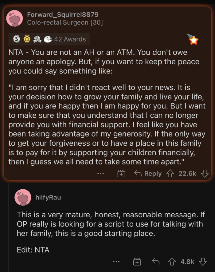 She can't keep supporting her sister's kids forever.