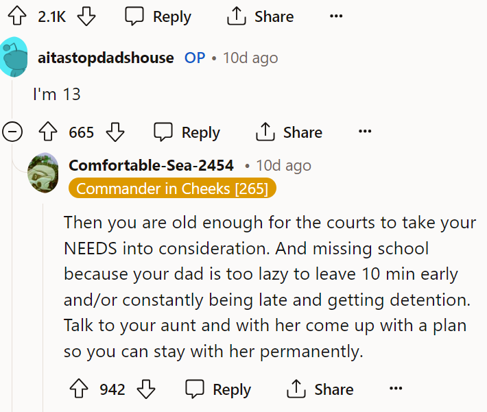 After hearing her age, this is even more reason to ensure that they are taken care of and that the aunt is able to continue looking after her.