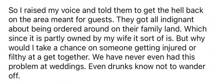 The guests saw OP's warnings as “being ordered around.”