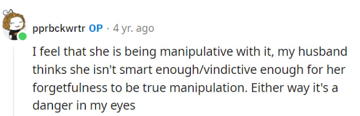 Whether it's a calculated manipulation or genuine forgetfulness, the top priority should always be the child's safety in her eyes.