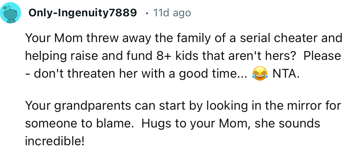 “Your grandparents can start by looking in the mirror for someone to blame.”
