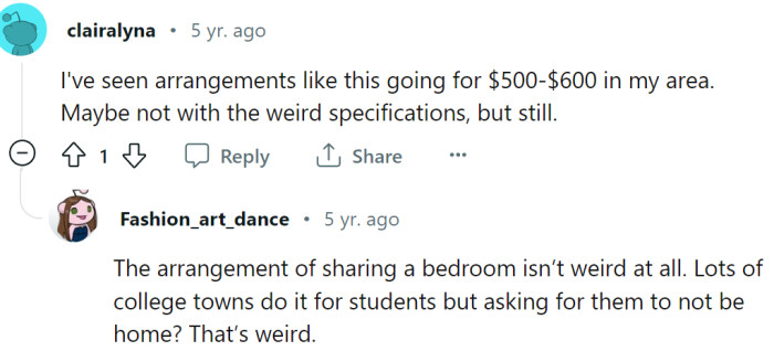 Arrangements like these are not that uncommon, according to the Redditors